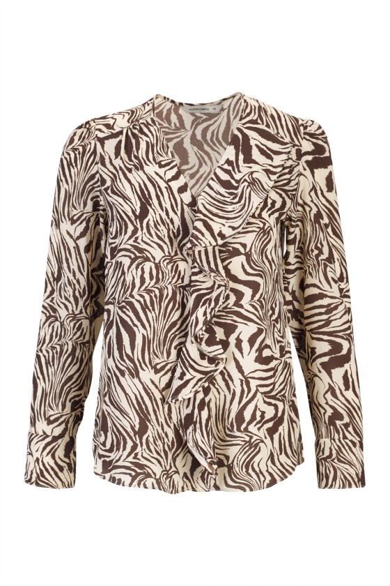 Zebra print ruffled tunic