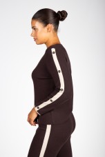 Knit sweater with stripe and buttons