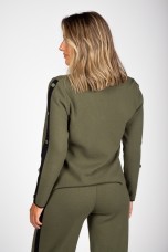 Knit sweater with stripe and buttons