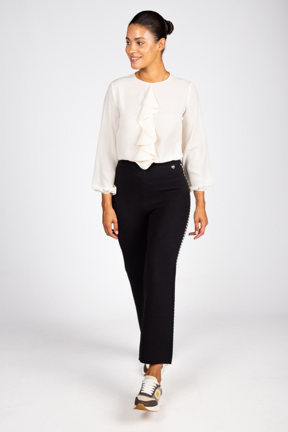 Knitted trousers with houndstooth stripe