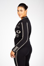 Knitted jacket with jacquard lettering