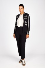 Knitted jacket with jacquard lettering