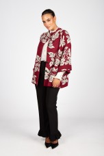 Jacquard knit cardigan with roses