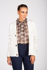 Knit cardigan with eyelet buttons