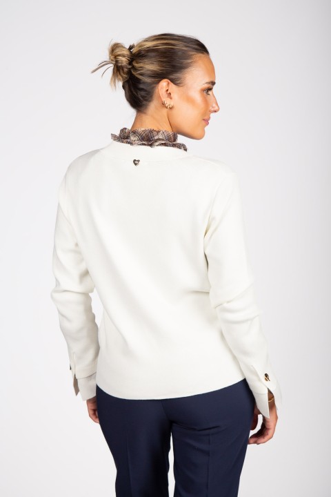 Knit cardigan with eyelet buttons