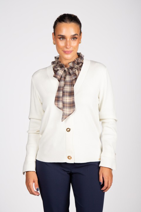 Knit cardigan with eyelet buttons