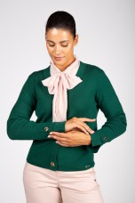 Knit cardigan with eyelet buttons