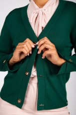 Knit cardigan with eyelet buttons
