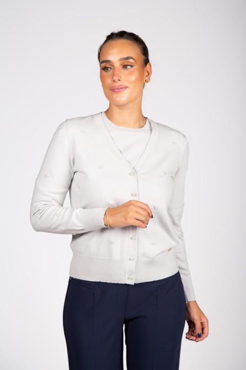 Knit cardigan with pearls Knit cardigan with pearls