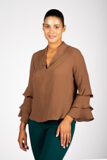 Tunic with ruffled sleeves