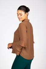 Tunic with ruffled sleeves