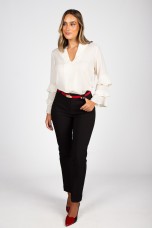 Tunic with ruffled sleeves
