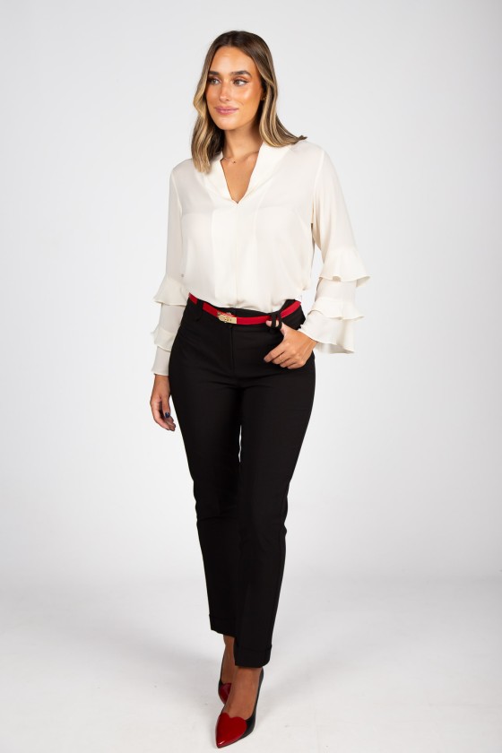 Tunic with ruffled sleeves