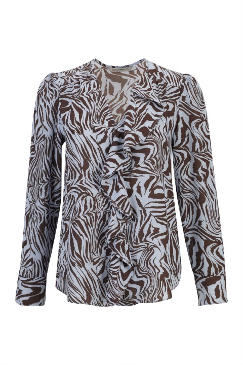 Zebra print ruffled tunic