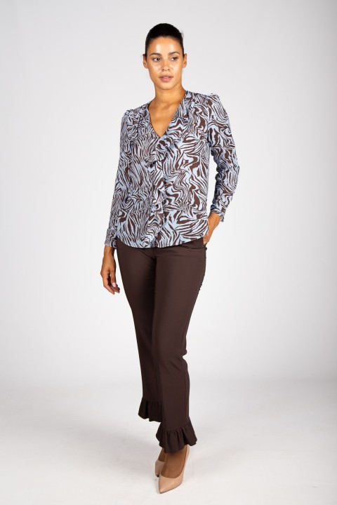 Zebra print ruffled tunic