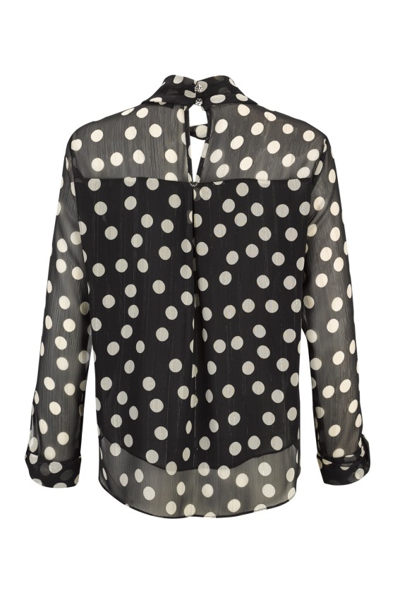 Polka dot tunic with twisted collar