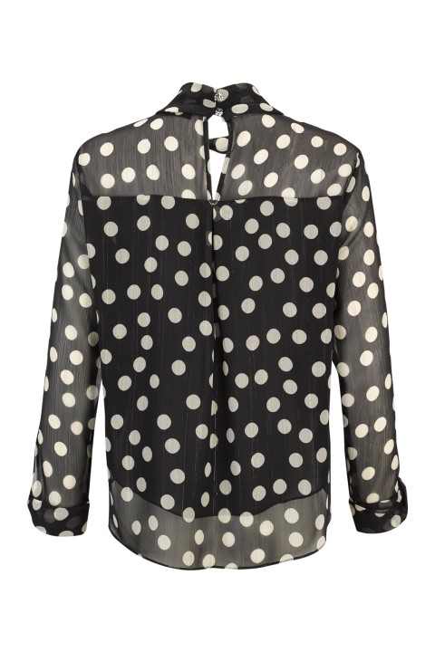 Polka dot tunic with twisted collar