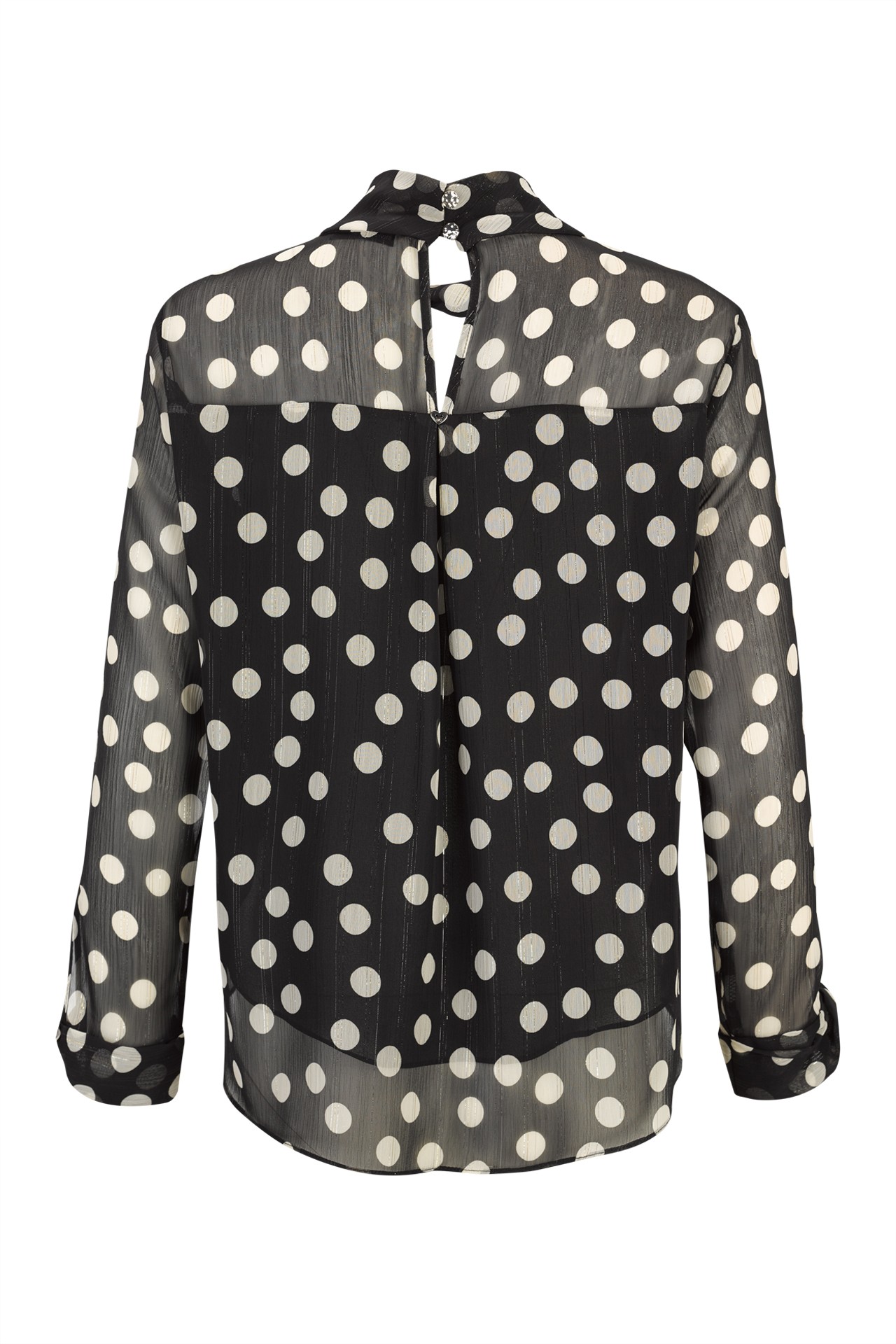 Polka dot tunic with twisted collar