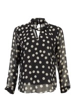 Polka dot tunic with twisted collar