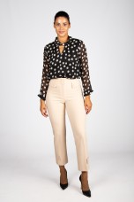 Polka dot tunic with twisted collar