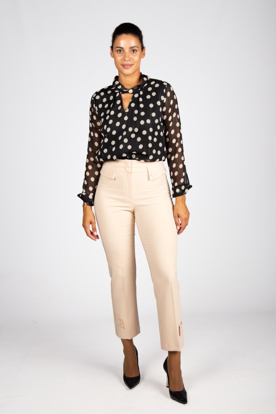 Polka dot tunic with twisted collar