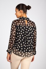 Polka dot tunic with twisted collar
