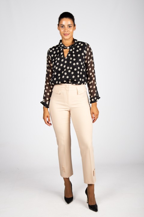 Polka dot tunic with twisted collar
