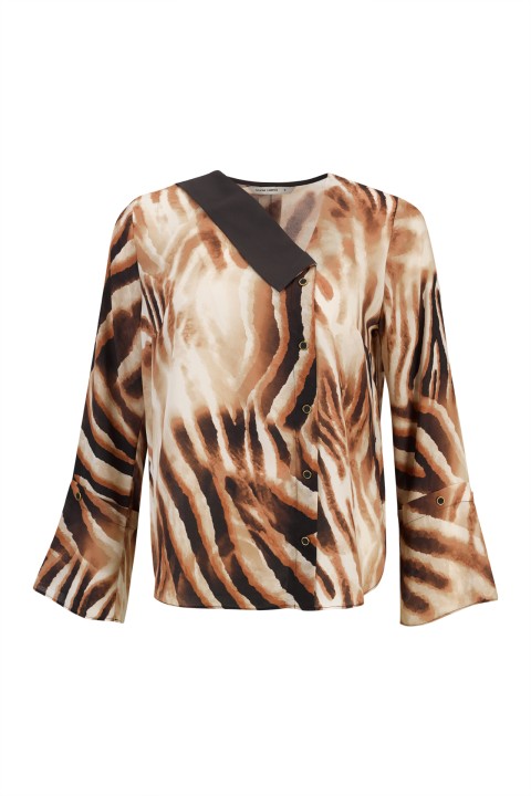 Asymmetrical printed tunic