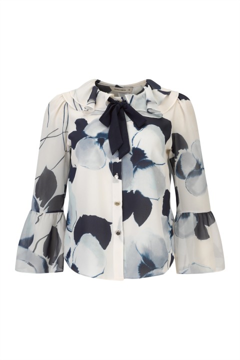Ruffled blouse with bow