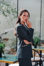 Maxi blazer with eyelets