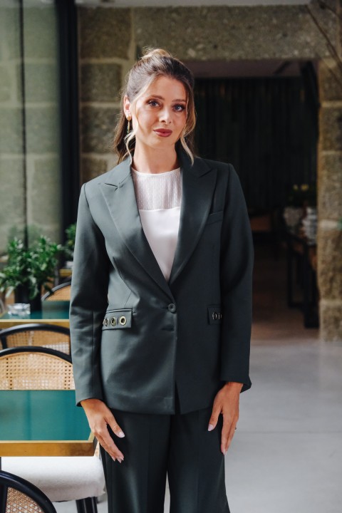 Maxi blazer with eyelets