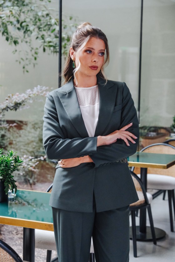 Maxi blazer with eyelets