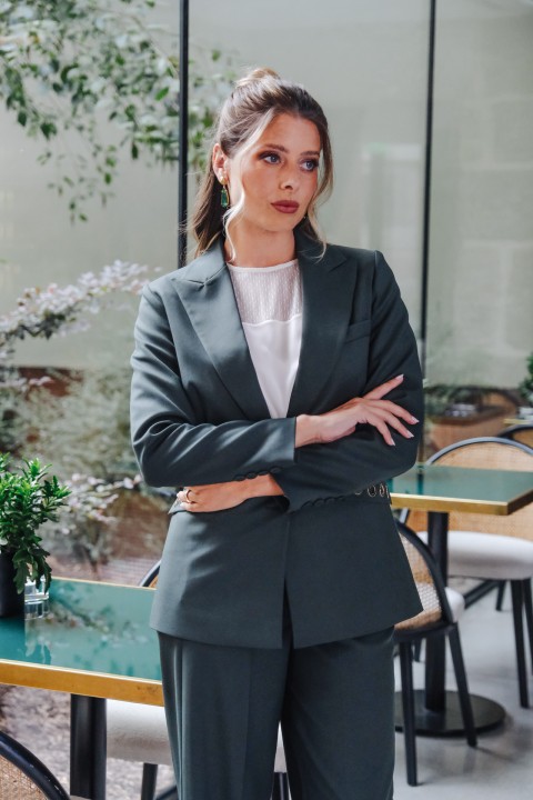 Maxi blazer with eyelets
