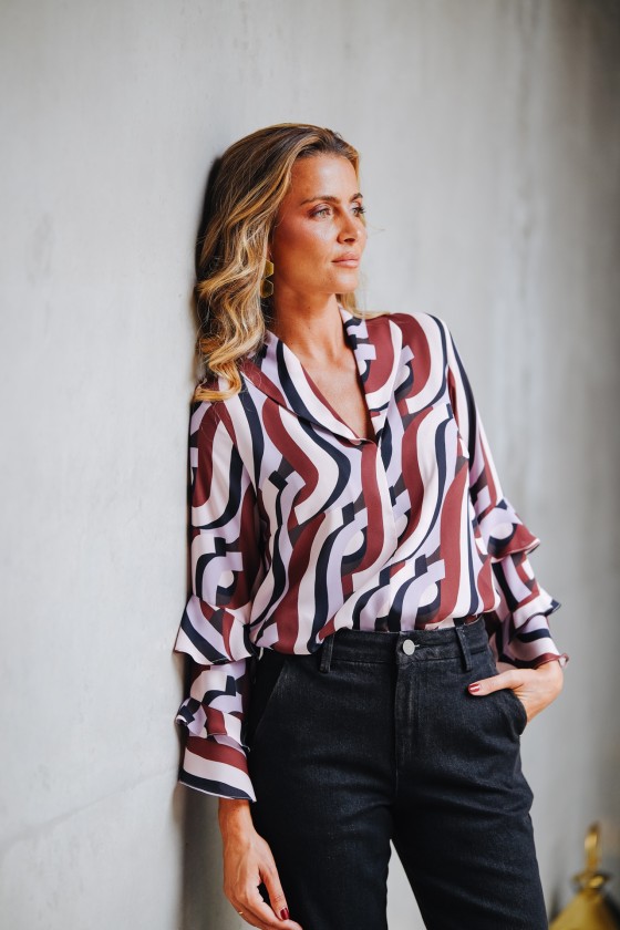 Printed tunic with ruffles