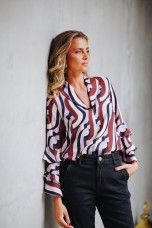 Printed tunic with ruffles