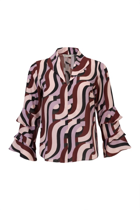 Printed tunic with ruffles