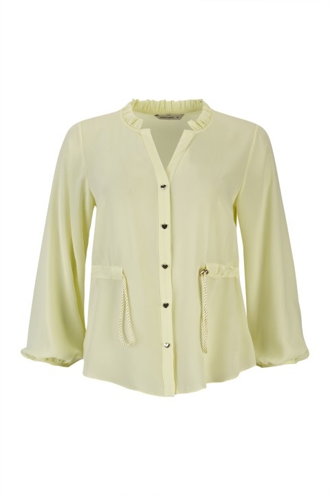 Blouse with adjustable waist belt Blouse with adjustable waist belt