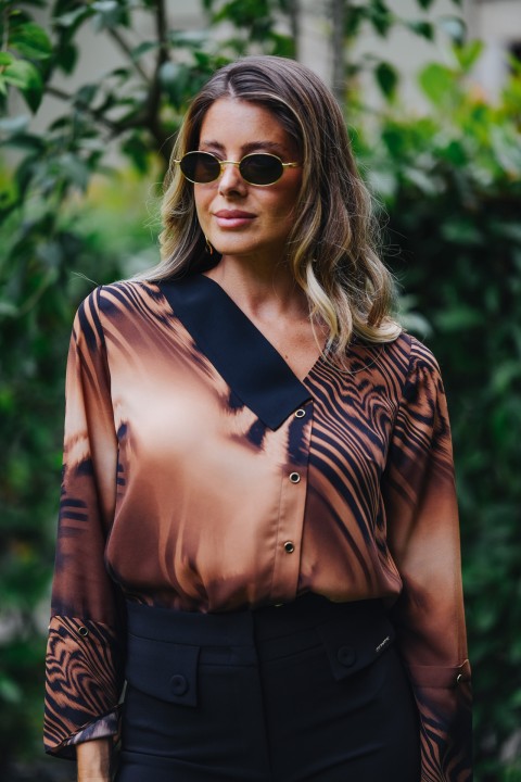 Asymmetrical printed tunic