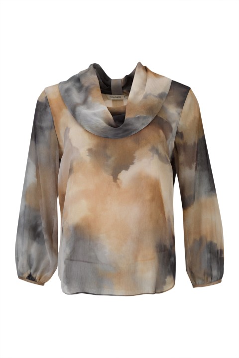 Watercolor tunic with a roll collar