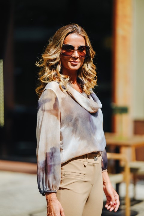 Watercolor tunic with a roll collar