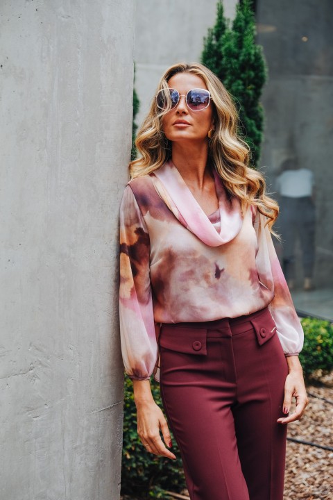 Watercolor tunic with roll collar