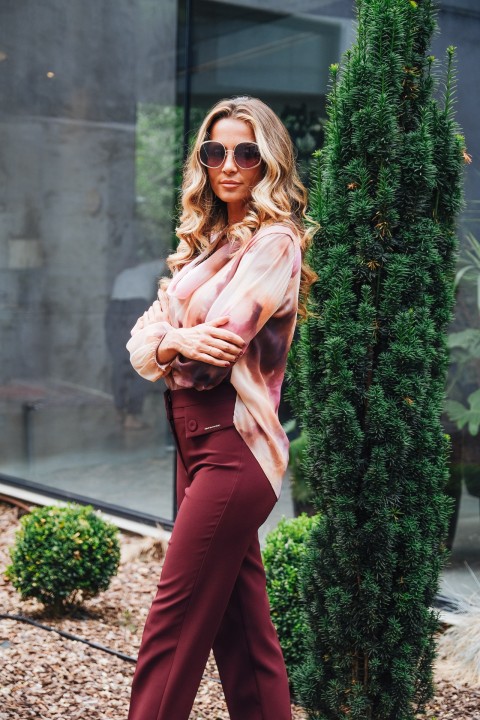 Watercolor tunic with roll collar