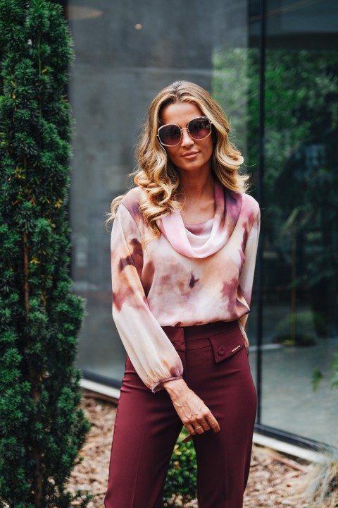 Watercolor tunic with roll collar