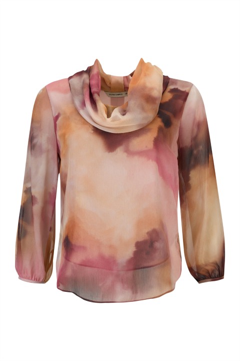 Watercolor tunic with roll collar