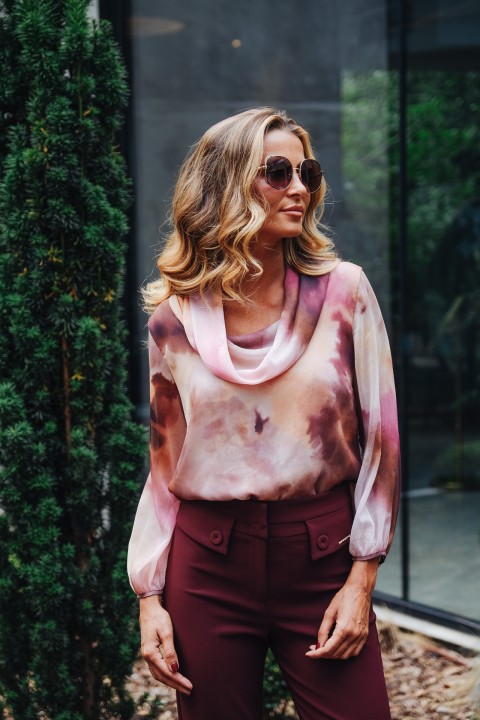 Watercolor tunic with roll collar
