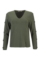 Knit sweater with stripe and buttons