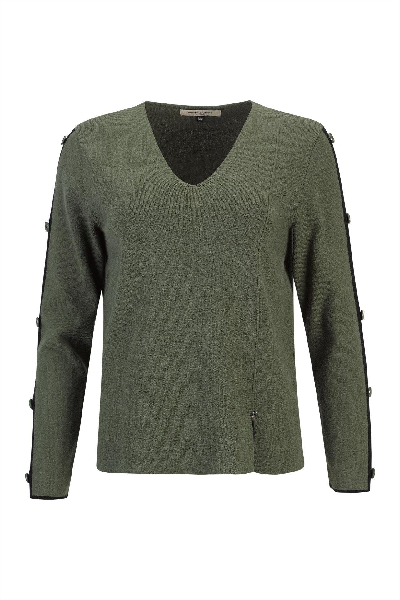 Knit sweater with stripe and buttons