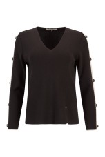 Knit sweater with stripe and buttons