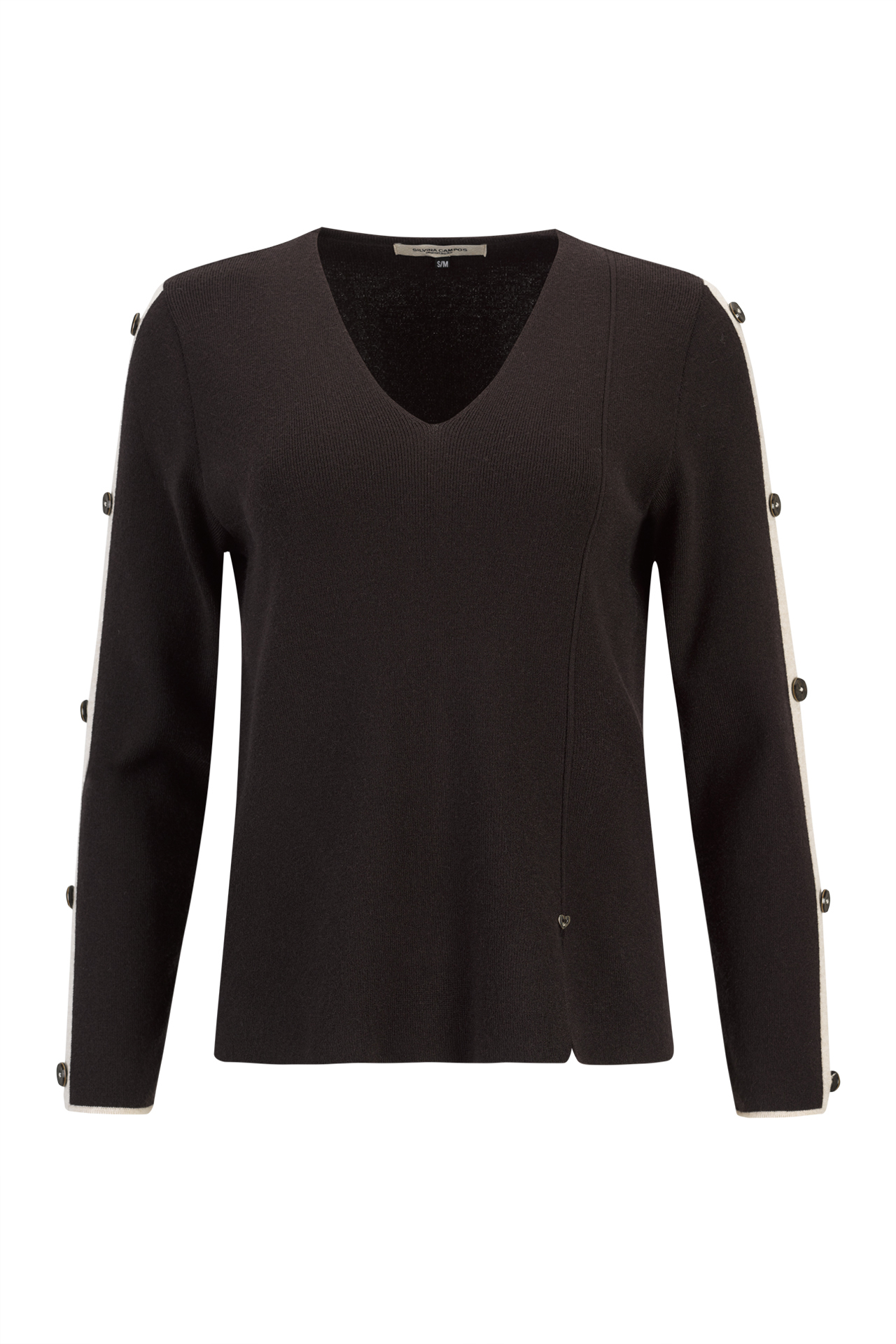 Knit sweater with stripe and buttons