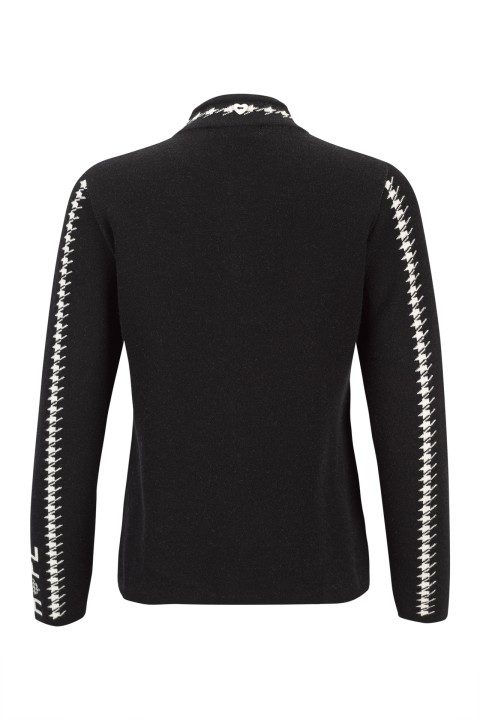 Knitted jacket with jacquard lettering